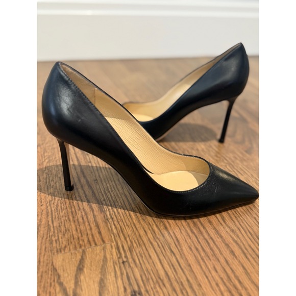 Jimmy Choo Black Leather Pointed Toe Stiletto Pumps Heels Women Size 38 - Picture 3 of 8